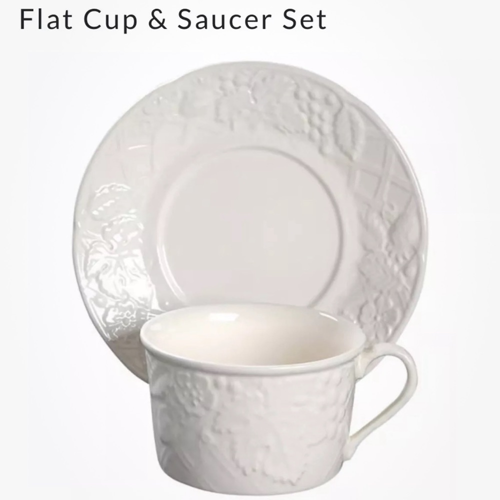 Mikasa English Countryside DP900 Cup & Saucer Set White 2 1/4" Cup Height